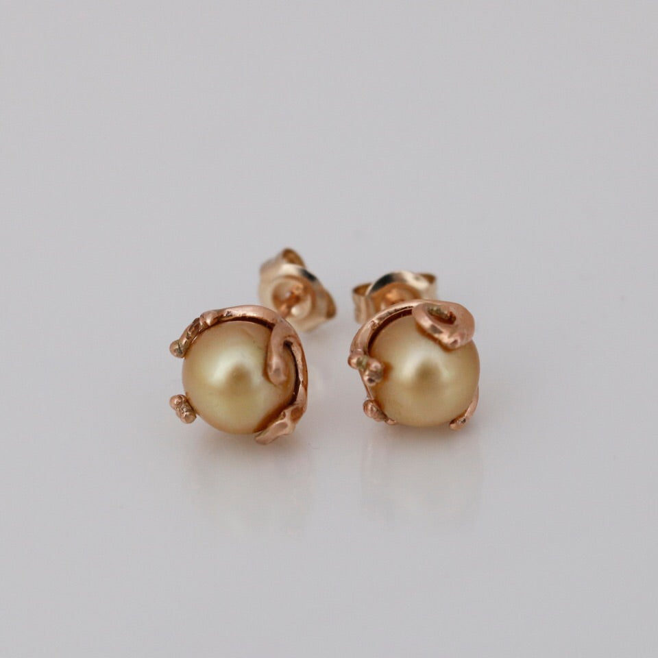 Australian  South Sea Golden Pearl stud earrings