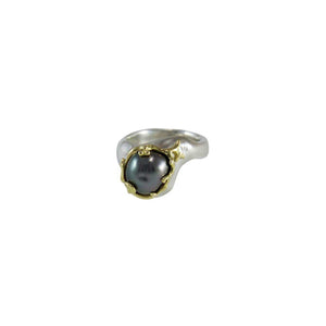 Natural Tahitian Black Pearl Ring